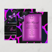 Invitation Bar Mitzvah Sauvage Papillon Rose Violet (Devant / Derrière)
