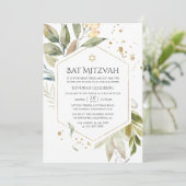 Invitation Bar Mitzvah Sérénité Verte Géométrique (Debout devant)