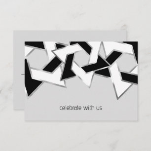 Invitation Bar Mitzvah Silver Black White Star de David