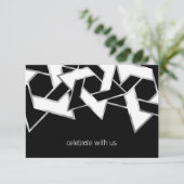 Invitation Bar Mitzvah Silver Black White Star de David (Debout devant)