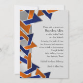 Invitation Bar Mitzvah Silver Blue Orange Star de David (Devant)