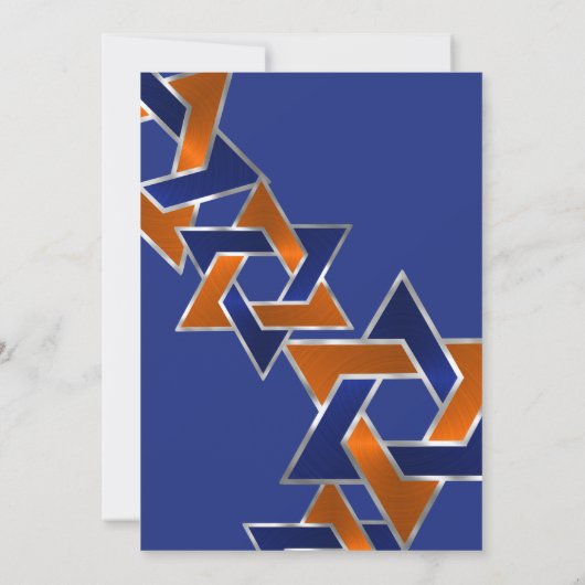 Invitation Bar Mitzvah Silver Blue Orange Star de David (Dos)