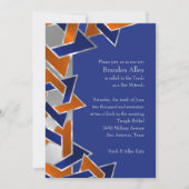 Invitation Bar Mitzvah Silver Blue Orange Star de David (Devant)