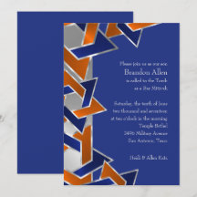 Bar Mitzvah Silver Blue Orange Star de David