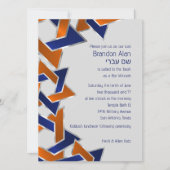 Invitation Bar Mitzvah Silver Blue Orange Star de David (Devant)