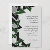 Invitation Bar Mitzvah Silver Green Black Star de David (Devant)