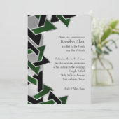 Invitation Bar Mitzvah Silver Green Black Star de David (Debout devant)