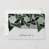 Invitation Bar Mitzvah Silver Green Black Star de David (Devant)