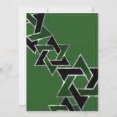 Invitation Bar Mitzvah Silver Green Black Star de David (Dos)