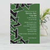Invitation Bar Mitzvah Silver Green Black Star de David (Debout devant)