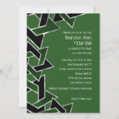 Invitation Bar Mitzvah Silver Green Black Star de David (Devant)