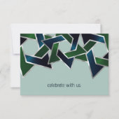 Invitation Bar Mitzvah Silver Navy Blue Green Star de David (Devant)