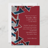 Invitation Bar Mitzvah Silver Navy Blue Red Star de David (Devant)