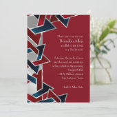Invitation Bar Mitzvah Silver Navy Blue Red Star de David (Debout devant)