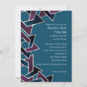 Invitation Bar Mitzvah Silver Teal Purple Star of David (Devant)