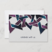 Invitation Bar Mitzvah Silver Teal Purple Star of David (Devant)