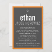 Invitation BAR MITZVAH simple étoile moderne nom gris orange (Devant)