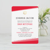 Invitation BAR MITZVAH simple moderne rouge étoile (Debout devant)