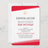 Invitation BAR MITZVAH simple moderne rouge étoile (Devant)