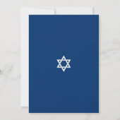Invitation Bar Mitzvah Simple Moderne Talit Bleu Marine Scrip (Dos)
