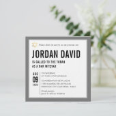 Invitation BAR MITZVAH simple typographie moderne gris gris (Debout devant)