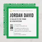 Invitation BAR MITZVAH simple typographie moderne kelly green (Devant / Derrière)