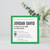 Invitation BAR MITZVAH simple typographie moderne kelly green (Debout devant)