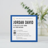 Invitation BAR MITZVAH simple typographie moderne royal bleu (Debout devant)