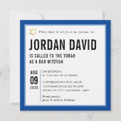 Invitation BAR MITZVAH simple typographie moderne royal bleu (Devant)