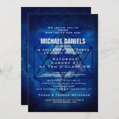 Invitation Bar Mitzvah Star de David Blue Space (Devant / Derrière)