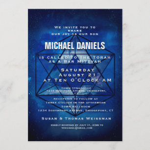 Invitation Bar Mitzvah Star de David Blue Space