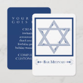 Invitation bar mitzvah (star de david elegance) (Devant / Derrière)