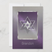 Invitation Bar Mitzvah Star de David Plum Argent (Devant)