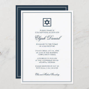 Invitation Bar Mitzvah Star de David Simple Frames