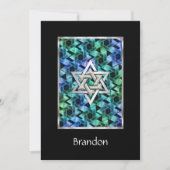 Invitation Bar Mitzvah Star of David Blue & Green (Devant)