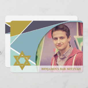 Invitation Bar Mitzvah Star Of David Geometric Photo Invitati