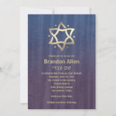 Invitation Bar Mitzvah Stenn Bois Bleu Plum Or Star (Devant)