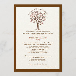 Invitation Bar Mitzvah Steven Tree of Life Brown