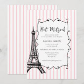 Invitation Bar Mitzvah sur le thème de Paris (Devant / Derrière)