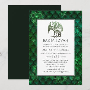 Invitation Bar Mitzvah sur le thème du dragon