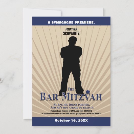 Invitation Bar Mitzvah Tan Navy (Devant)