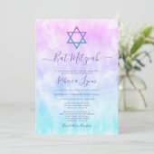 Invitation Bar Mitzvah Tie and Dye Violet Turquoise (Debout devant)