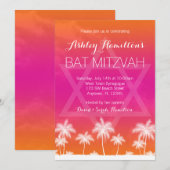 Invitation Bar Mitzvah Tropical Orange Rose (Devant / Derrière)