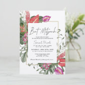 Invitation Bar Mitzvah tropicale rose et rouge (Debout devant)