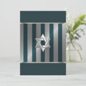 Invitation Bar Mitzvah Turquoise et Silver Stripe Star de Dav (Debout devant)