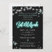 Invitation Bar Mitzvah Turquoise Neon Thème (Devant)