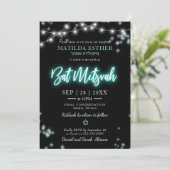 Invitation Bar Mitzvah Turquoise Neon Thème (Debout devant)