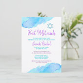 Invitation Bar Mitzvah Turquoise Violet (Debout devant)