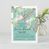 Invitation Bar Mitzvah Turquoise Violet Bleu Étoile de David (Debout devant)