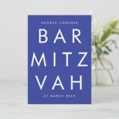 Invitation BAR MITZVAH Ultra moderne bleu blanc QR CODE RSVP (Debout devant)